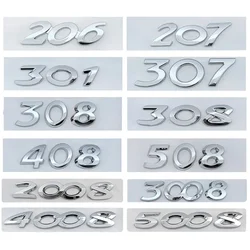 For Peugeot Rear Boot Trunk Tailgate Emblem Badge ABS Car Sticker Decals 206 207 301 307 308 408 508 2008 3008 4008 5008