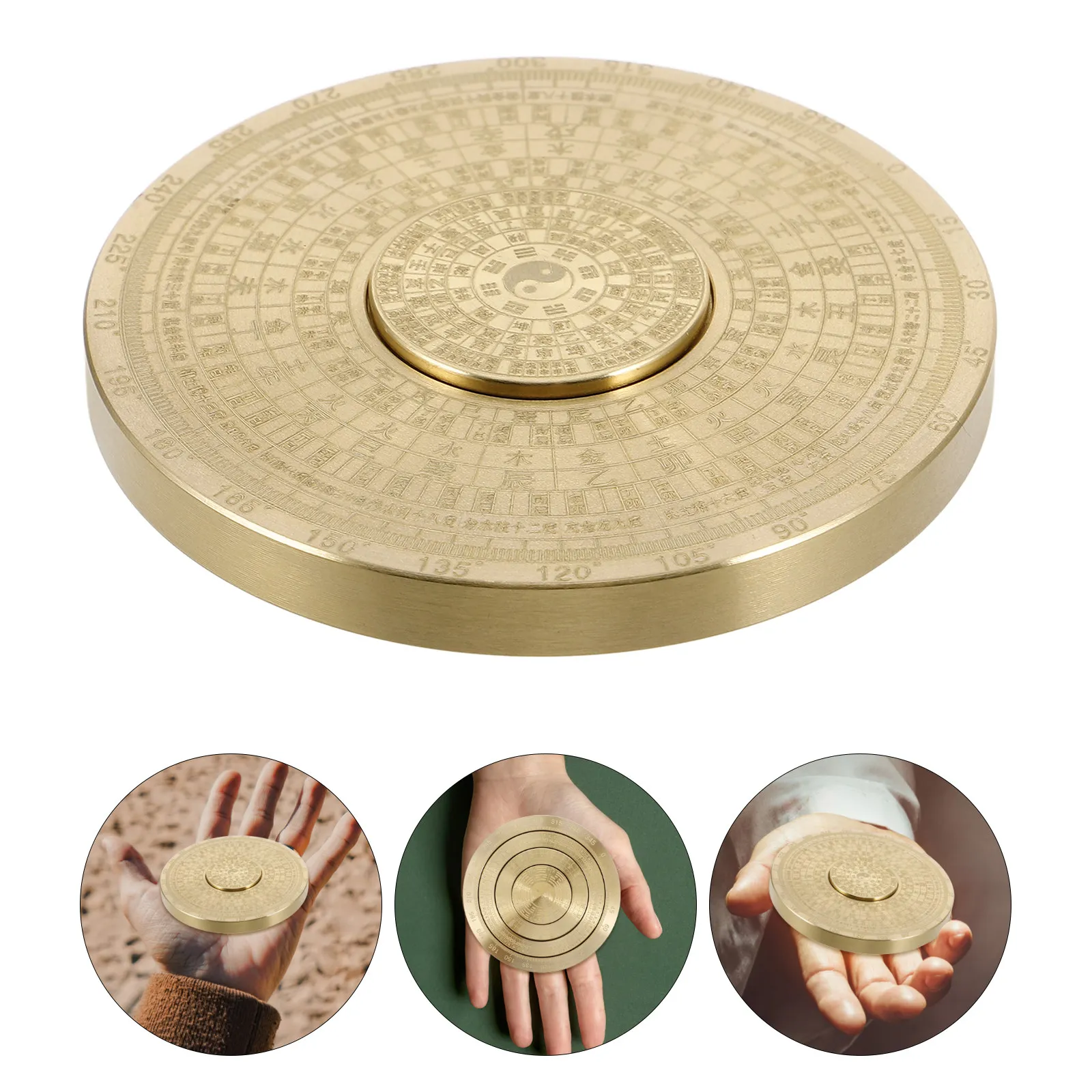 Metal Luo Pan Portable Bagua Ornament Mini Feng Shui Compass Copper Good Luck Decoration Traditional Feng Shui Amulet