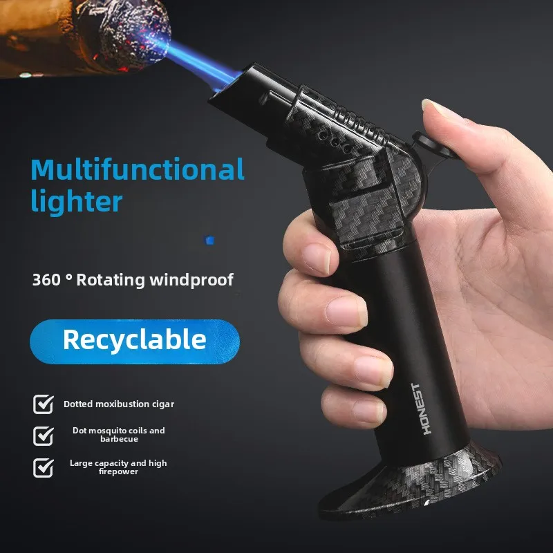 

New Fire Wolf Straight Windproof Inflatable Lighter Flamethrower Outdoor Barbecue Cigar Lighter Gun Cigarette Lighters Wholesale
