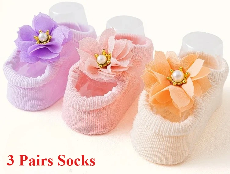 3 Pairs Baby Shoes Socks, Baby Indoor Floor Socks, Anti Slip Boat Socks, Breathable and Sweat Absorbing