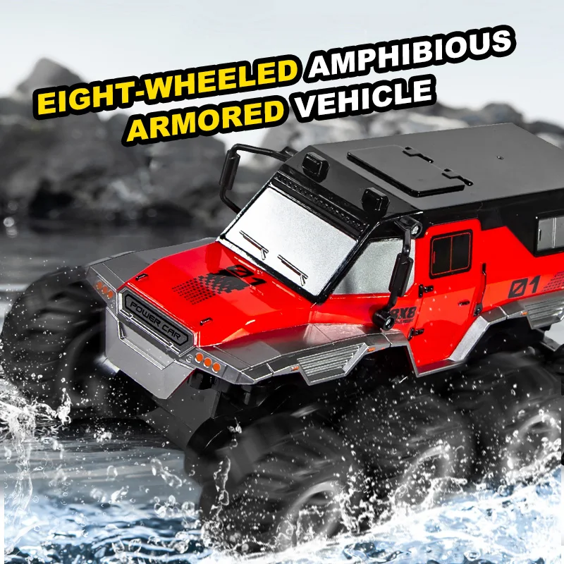 2025 JJRC new Q203 eight-wheel drive RC remote control car for children, amphibious all-terrain electric toy vehicle for boys.