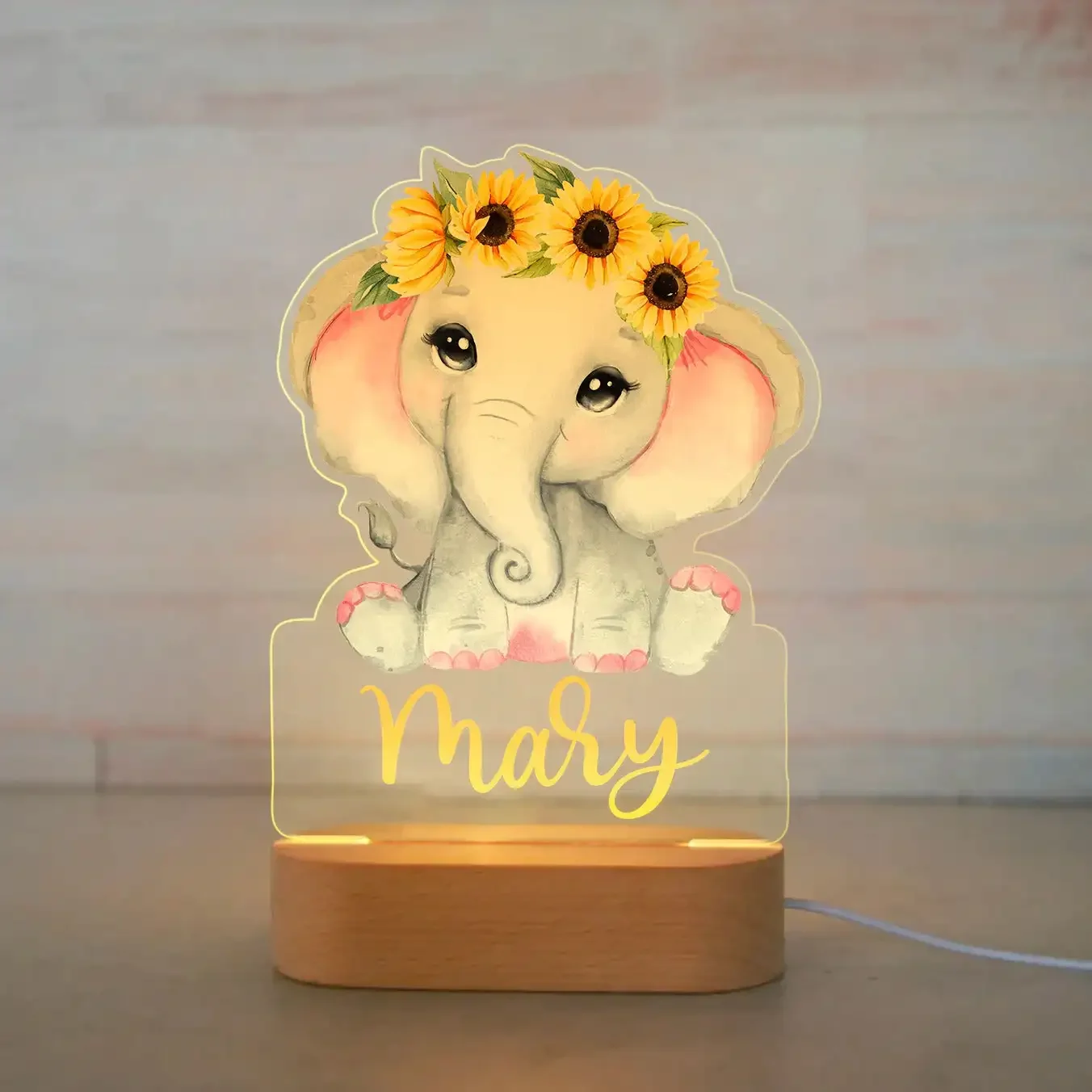 Custom Animal Acrílico Night Light para Crianças, Lâmpada de Nome Personalizado para o Bebê, Quarto Infantil, Decoração do Lar, Presente de Aniversário, Neonate