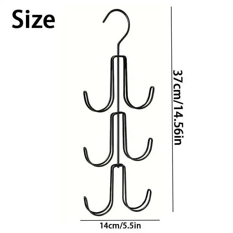 1 Pc Multi-Tier Bag Hanger,Purse Hanger,Heavy Duty,Rotatable,Space Saving,Handbags, Belts, Scarves,Multi-Hook,PurseStorage,SpaceSavingHacks,Closet Bag Storage Rack,(Black),Closet Organizer,Purse Hanger Organizer， Holder， Pursehook