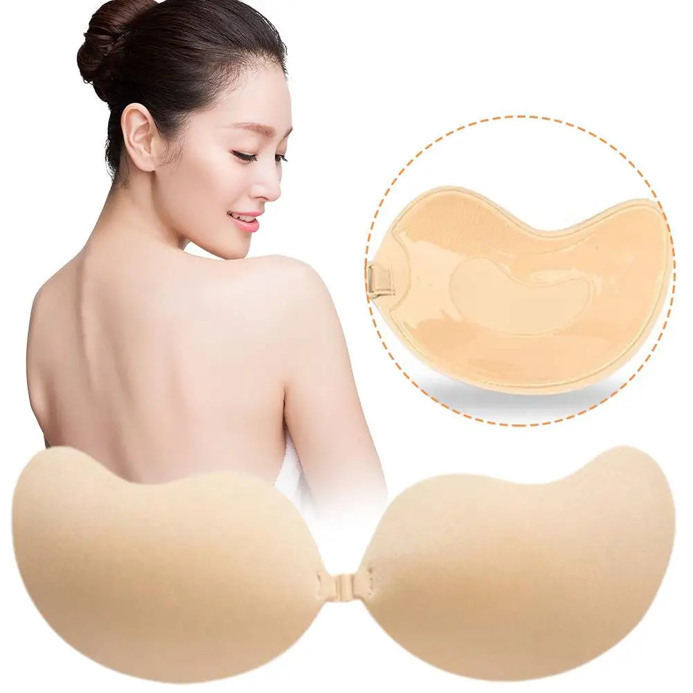 Patch de poitrine en silicone réutilisable pour soutien-gorge, autocollants de poitrine sans bretelles, sous-vêtements invisibles Push U L2W8