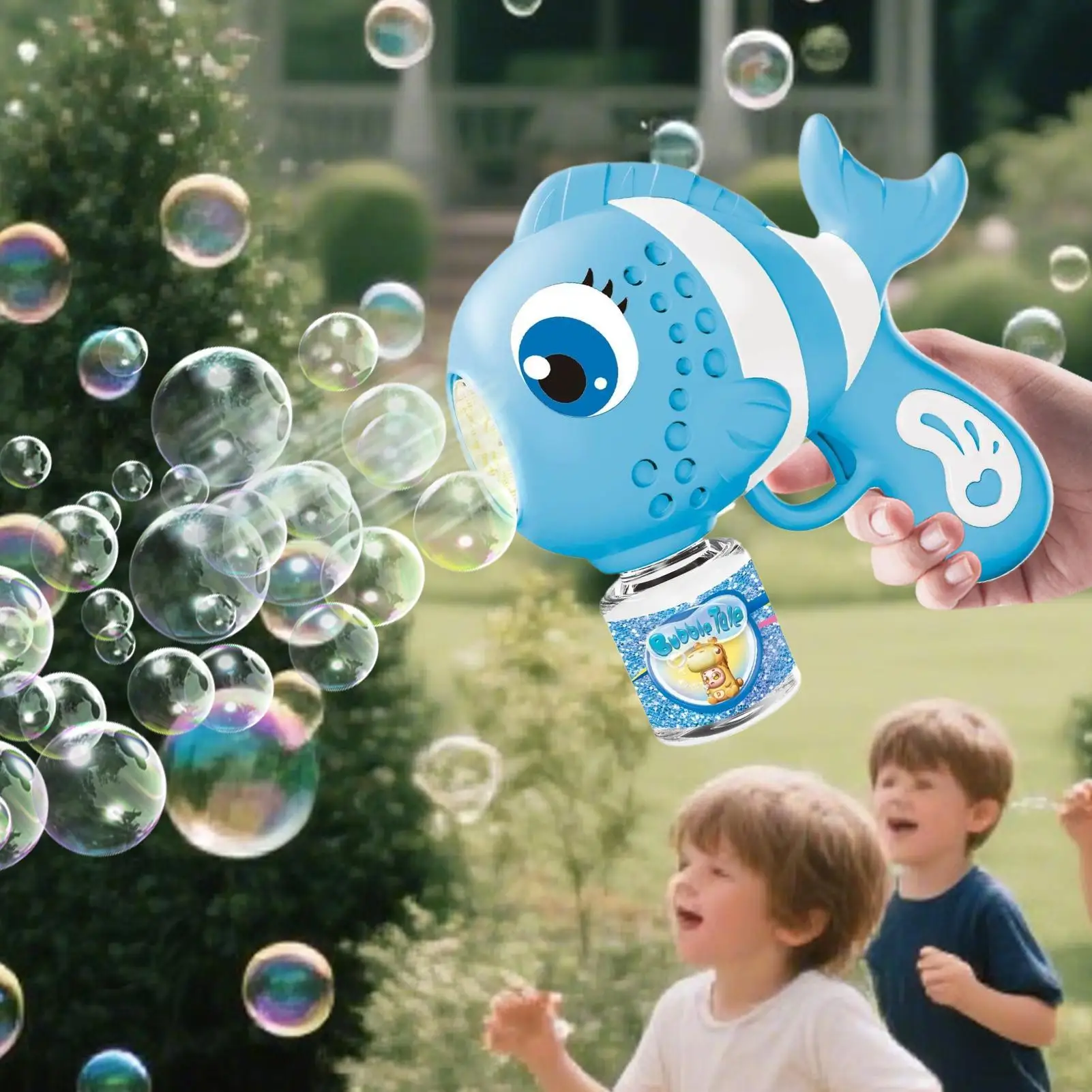 Fish Shaped Bubble Guns with 16 hole Outdoor Entertainment Toy Automatic Bubble Blower Portable Soap Dispenser Blowing Toy