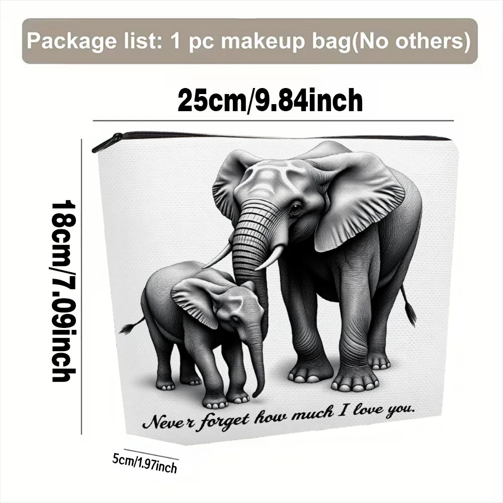 Elephant Mother And Baby Love Makeup Bags for Girls Cosmetic Pouch Toiletry Bag Pencil Case Travel Storage
