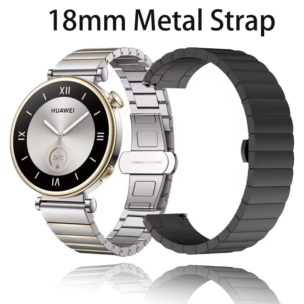 18 mm Metallarmband für Huawei GT5/4 41 mm, bequemes, atmungsaktives Edelstahl-Armband für Huawei GT4 41 mm/GT5 Pro 42 mm Correa