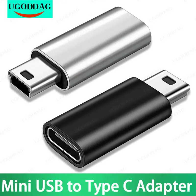 Mini USB to Type C Adapter 5 Pin Male Mini USB to Female USB Type C Data Transfer Connector for GoPro MP3 Camera PC Conventer