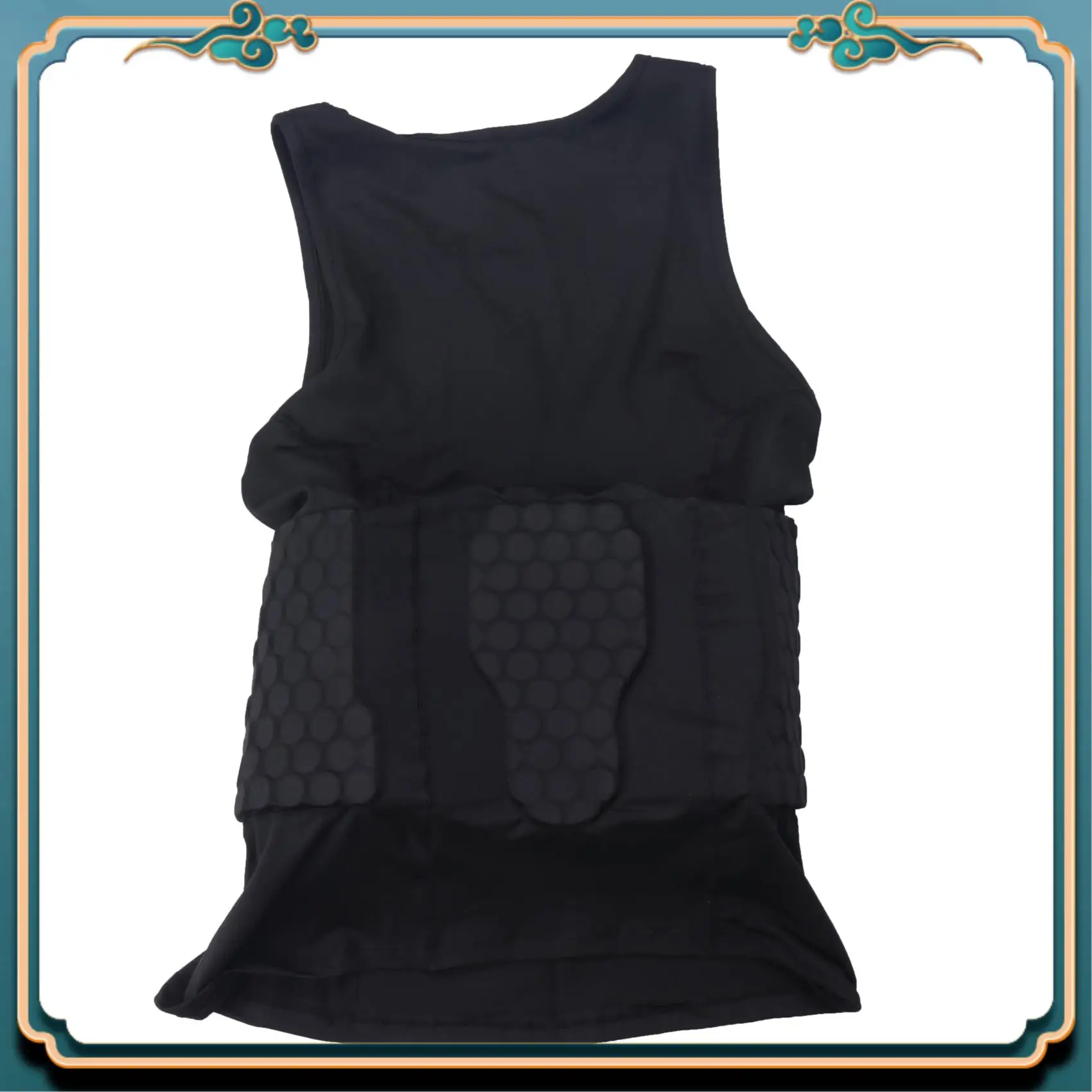 ABMV-2X Men's Rib Protector Padded Vest Compression Shirt Training Vest With 3-Pad For Football Soccer L