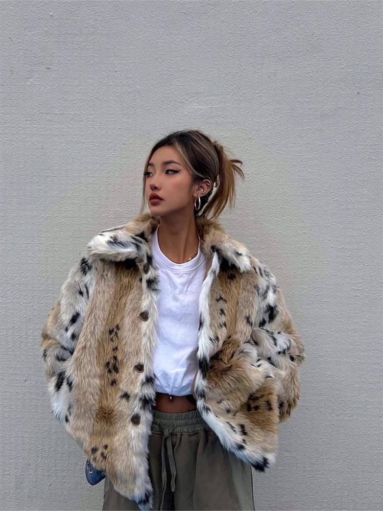 

Коричневая экологически чистая шуба с леопардовым принтом, женская шуба Sle 2022, новинка Haifeng, модная молодежная зимняя верхняя одежда Long Sve