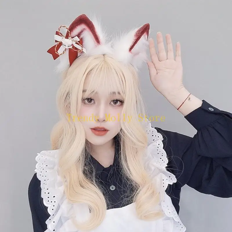 N5KB 충전식 헤드 밴드 애니메이션 야수 귀 머리 대역 파티 의상 머리 장식 여성 소녀 코스 플레이 헤드 기어 귀여운 머리 액세서리