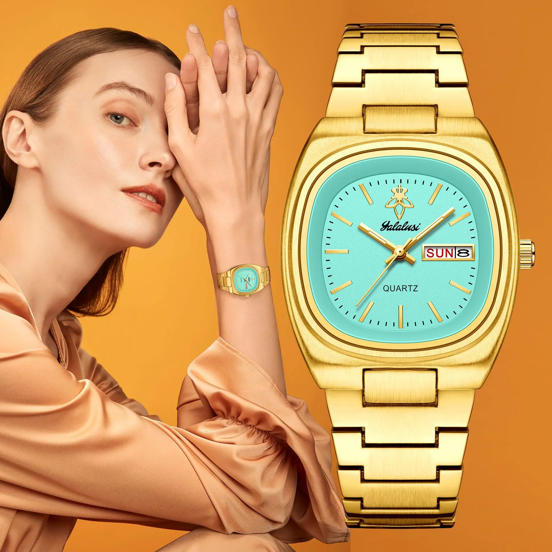 

New Minimalist Classic Retro Fashion Square Stainless Steel Quartz Watch For Women With Date Display, Casual Ladies' Wristwatch.