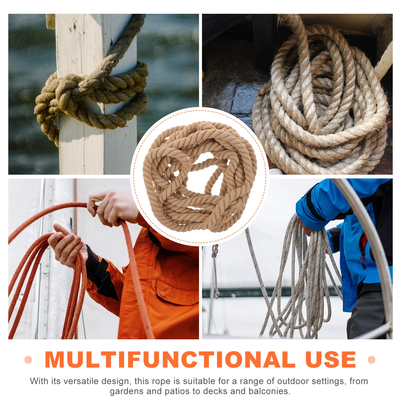 

Nautical Hemp Rope Garden Railing Deck Fence Handrail Durable Khaki Rough Rope Outdoor Nautical Ropes Handrail Ropes