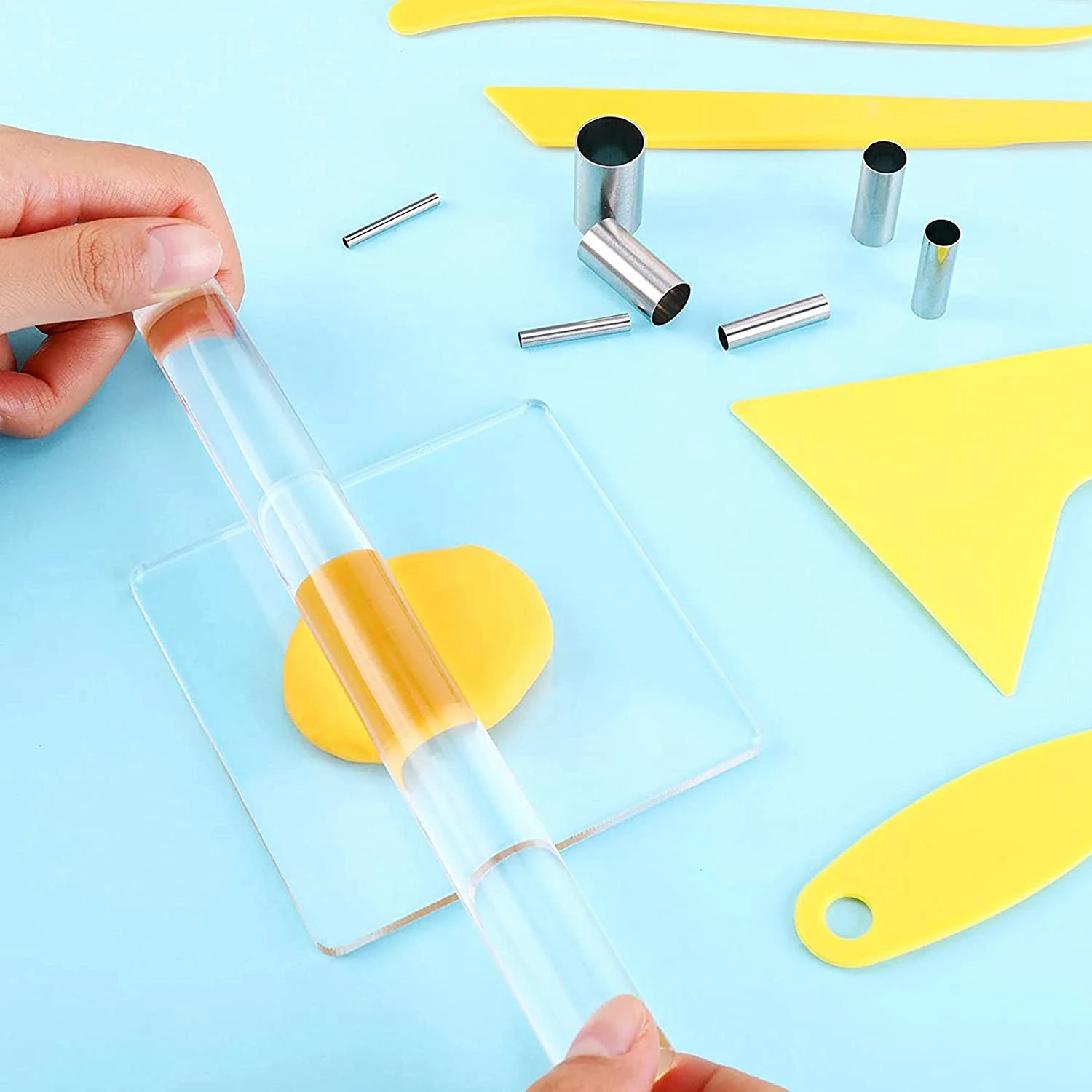 Rullo in argilla acrilica da 25 pezzi con penna per incisione in fogli acrilici raschietto in plastica argilla strumento fai da te per modellare e scolpire