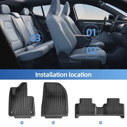 for Volvo EX30 2024 2025 2026 Car Floor Mats Cargo Liner Trunk Pad TPE 3D Foot Mat Waterproof Odorless Tray BLACK