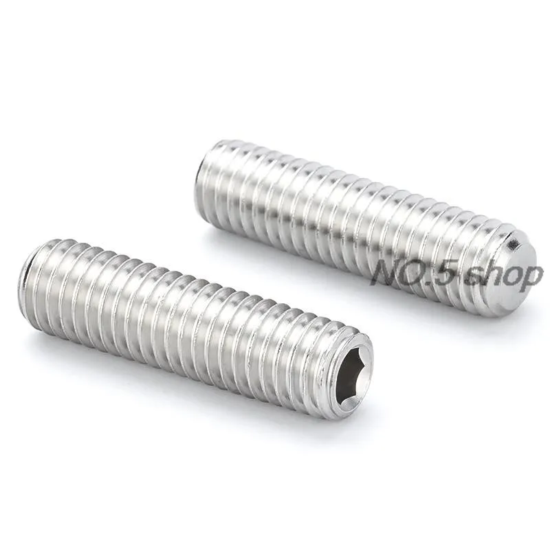 20Pcs M8x6/8/10/12/16mm 304 Stainless Steel Flat End Set Screw Hexagonal Socket Headless Machine Screw