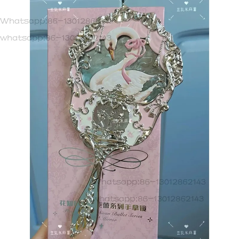 Exquisite Textured Handheld Beauty Mirror, Portable Multi Shade Hand Cosmetic Mirror for Girls Daily Makeup Touch Up