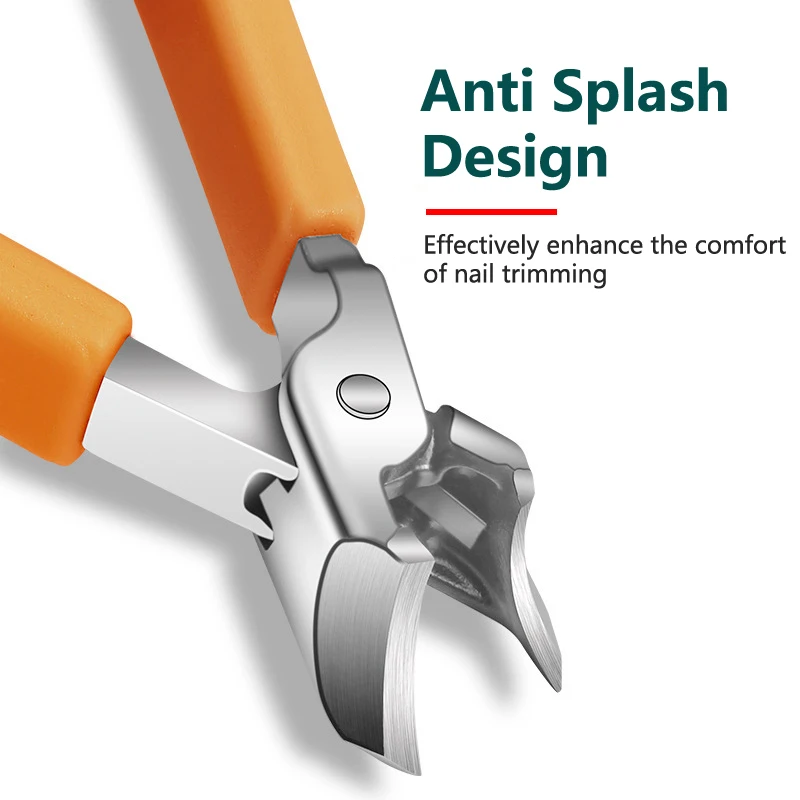 Cortauñas con apertura de mandíbula grande, cortador de uñas inclinado duro y grueso, herramientas de manicura de acero inoxidable, cortador de dedos, antisalpicaduras