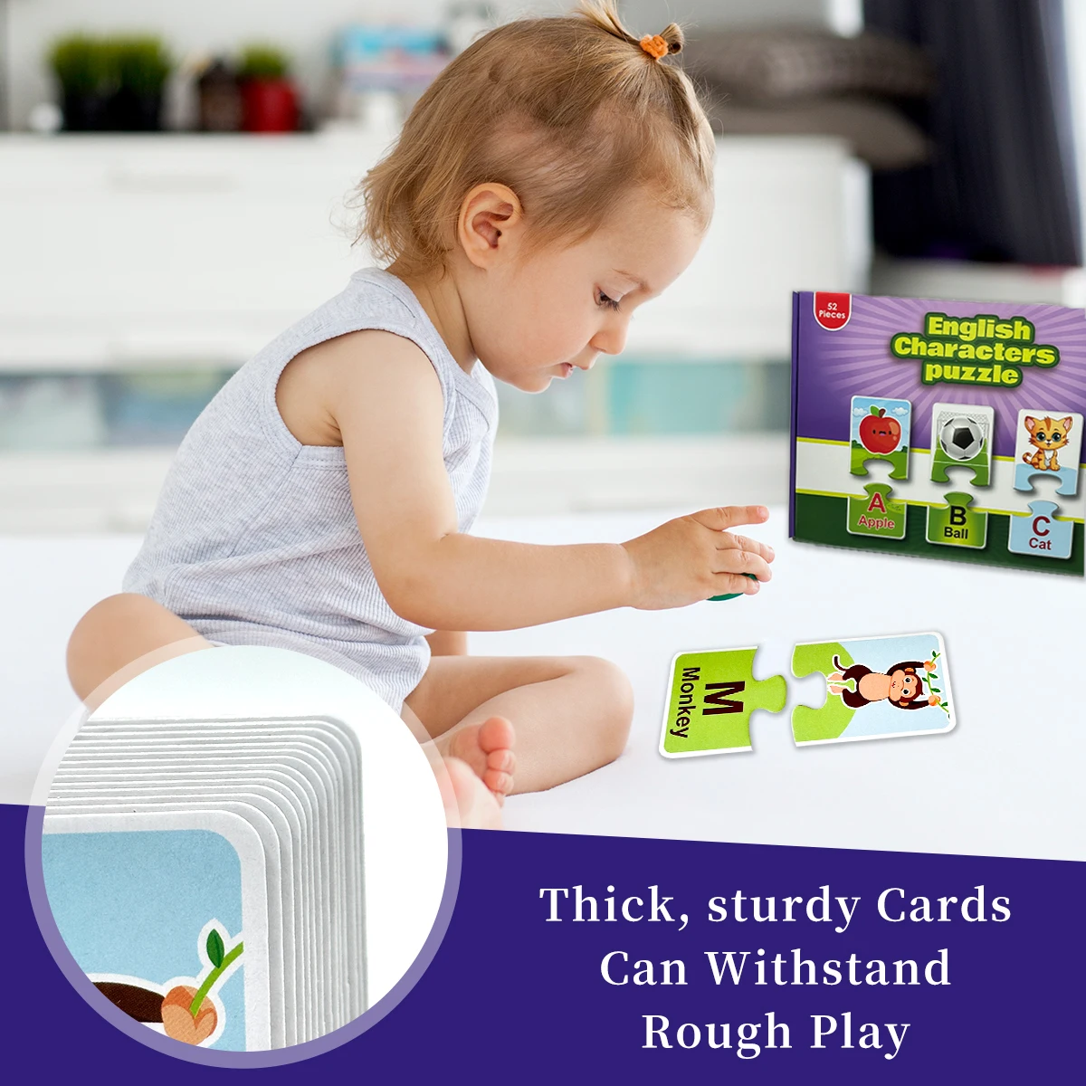 Alphabet Matching Puzzle Cards Toddlers A-Z With Vivid Pictures 52 Pieces Educational Flashcards For Preschool English Learning view 4