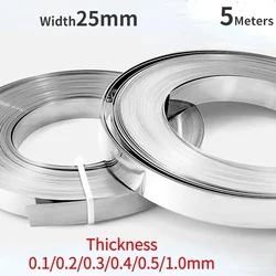 Length 5 Meters Width 25mm 40mm 304 Stainless Steel Foil Strip Sheet Thin Plate CNC Metal Thick 0.1/0.2/0.3/0.4/0.5/0.8/1.0mm