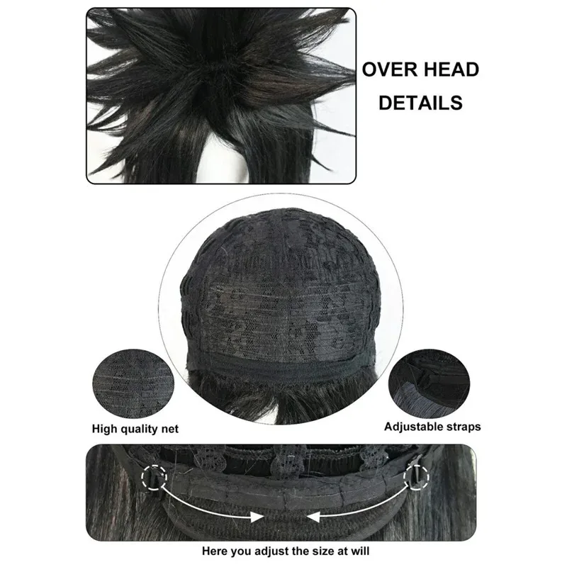 HOKAGE NINJA Uchiha Madara Cosplay Perücke Synthetische Lange Gerade Perücke Anime Coser Hitzebeständige Faser Hochwertige Perücke Halloween