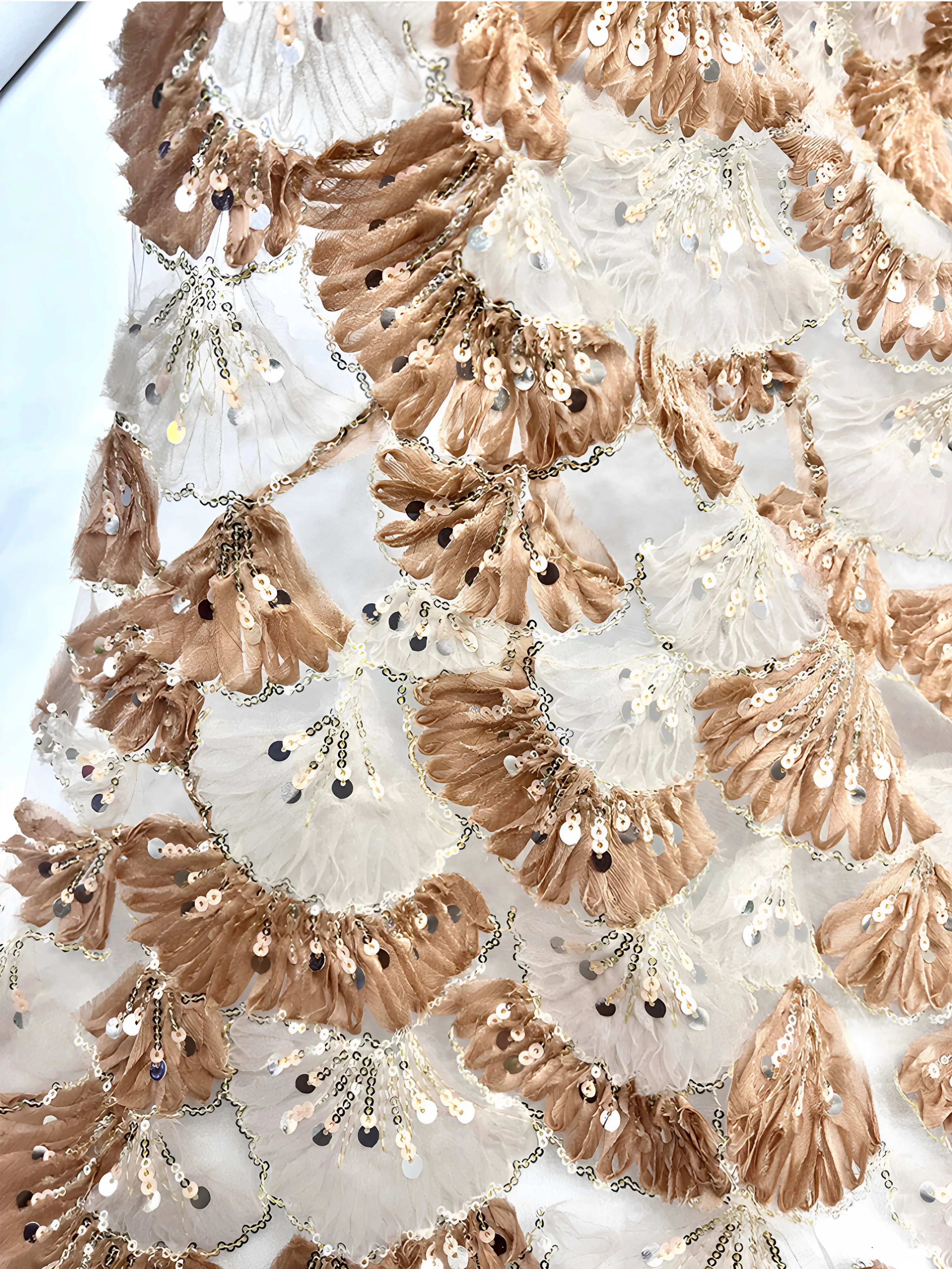 5yard 3D flower sequin embroidery lace fabric for clothing,DIY wedding dress Background curtain Designer fabric view 6