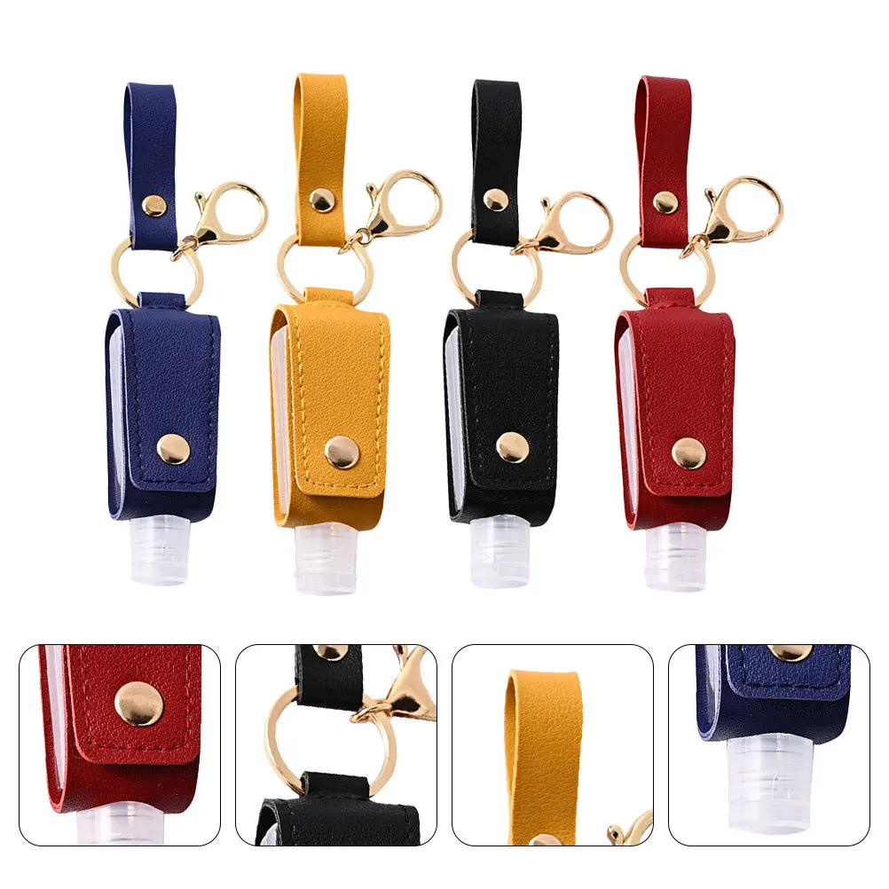 4 مجموعة 30 مللي زجاجات السفر القابلة لإعادة الملء المفاتيح مانعة للتسرب أدوات الزينة الحاويات حامل بولي Pu المحمولة غسول تخزين الصابون ل