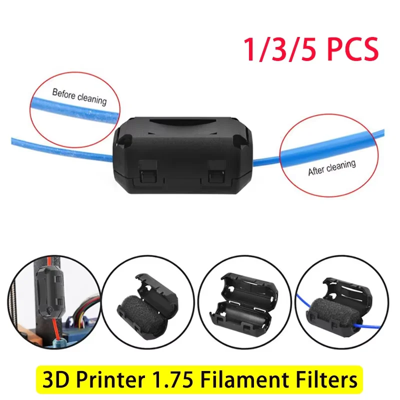 1/3/5PCS 3D Printer 1.75 Filament Filters Dust Removal Flame Foam Cleaner Blocks For Crealty PLA  ABS PETG Filament