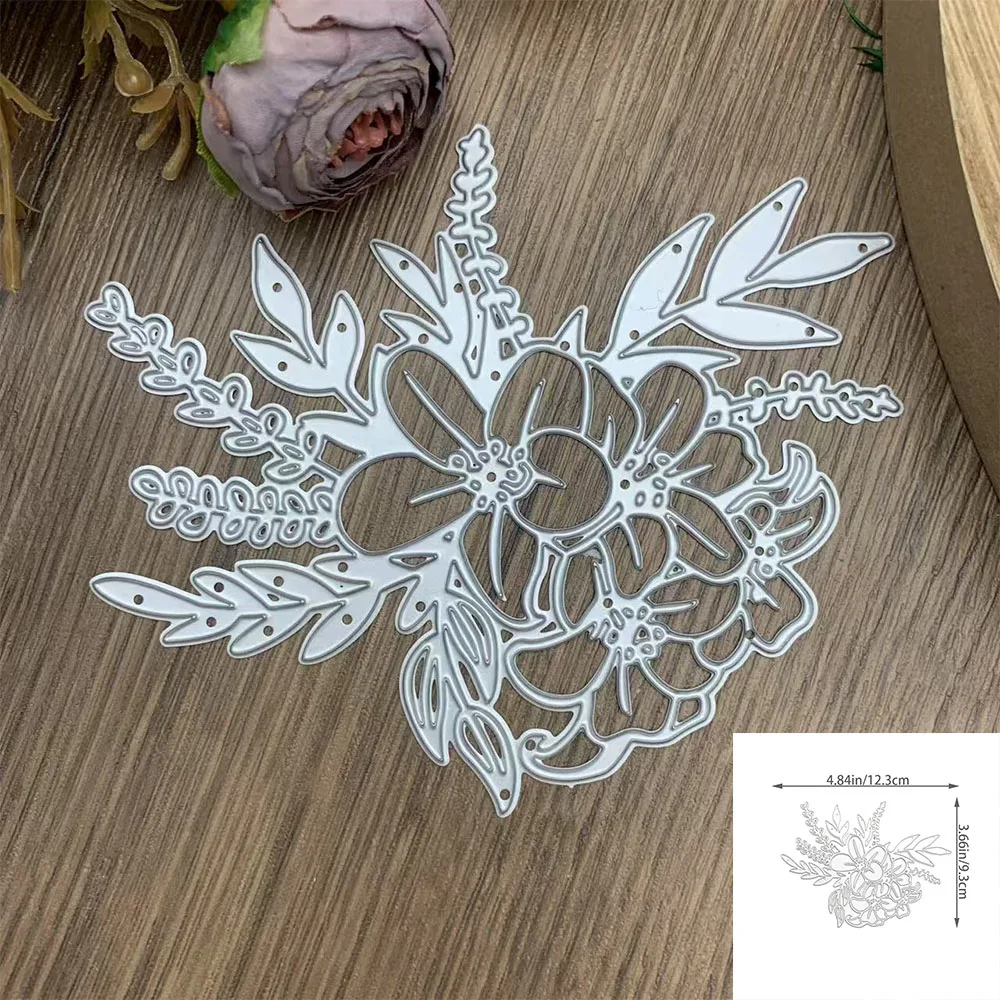 1 Stück Blumenstrauß-Blatt Metall-Stanzformen für DIY Scrapbooking, Album, Geschenke, Papierkarten, Dekorative Bastelarbeiten, Prägestanzformen