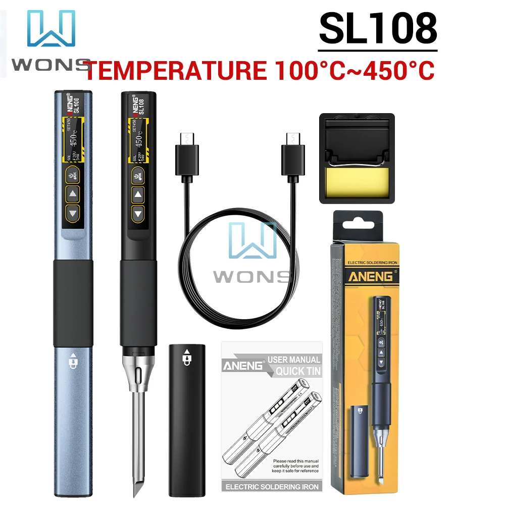 

SL108 Electric Soldering Irons Kit PD/QC 96W Adjustable Temperature Fast Heat Type-C Portable Digital Smart Soldering Iron Tools