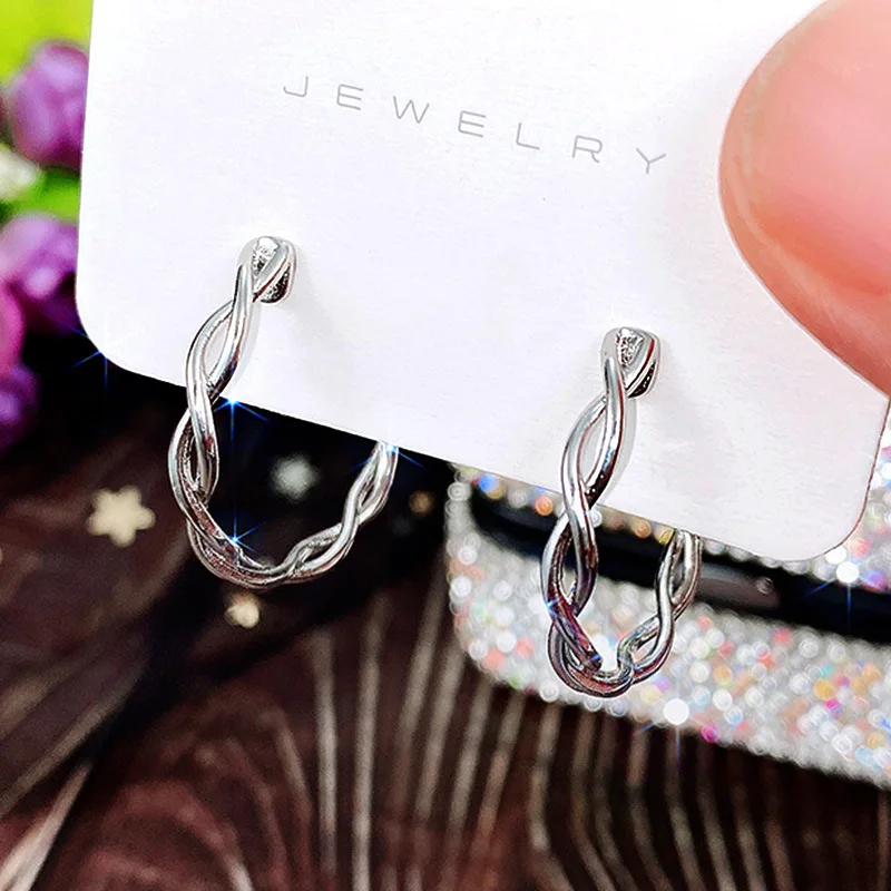 2026 New Caoshi French High Grade Earrings Elegant Fashion Temperament Small Crowd Ins Fried Dough Twists Irregular Jewelry