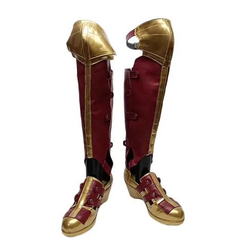 Anime Wonder Cosplay Damskor för Diana Cosplay Skor Stövlar Läder PU-läder Stridskostym Skor 10 best sales Wonder Woman-stövlar - №1