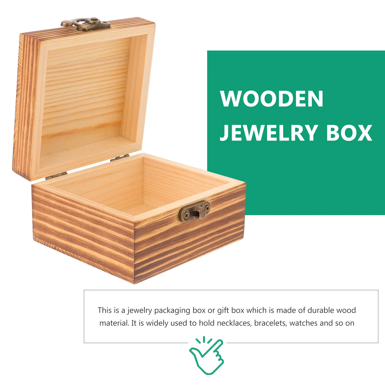 

Solid Wood Jewelry Box Hinged Lid For Watch Bracelet Storage Organizer Gift Packaging Wooden Storage Container