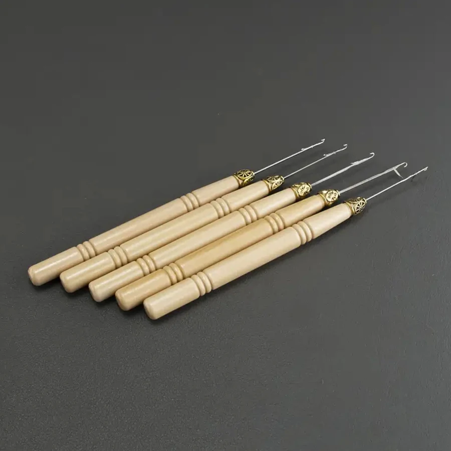 5-30pcs Hair Extension Crochet Headband Wig Special Tool with Wooden Handle Crochet Hooks for Wig Making