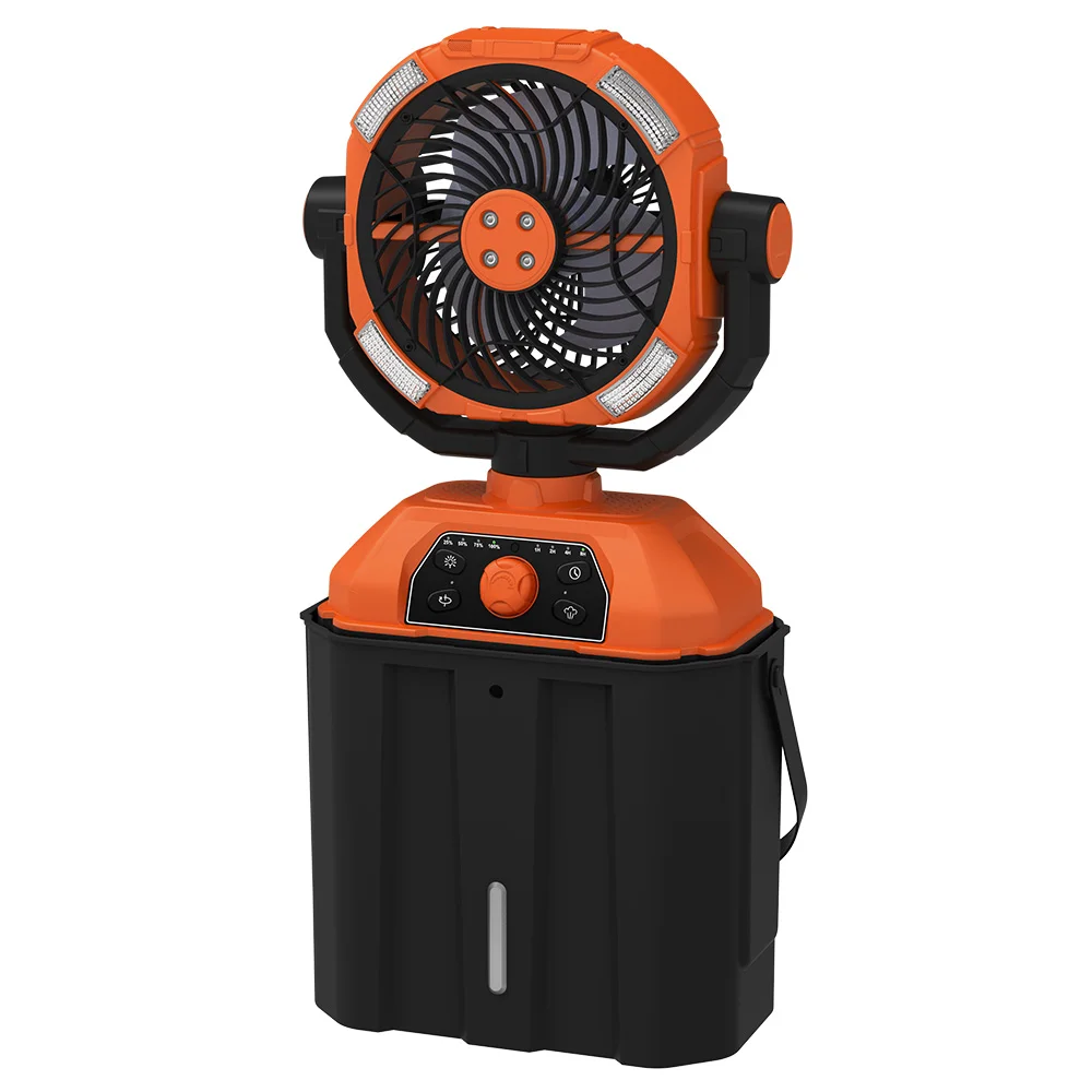 

Battery Operated AC Fan with Fast Cooling - 20 Min Quick Charge Power Bank for Camping Gear, Car & Home Office