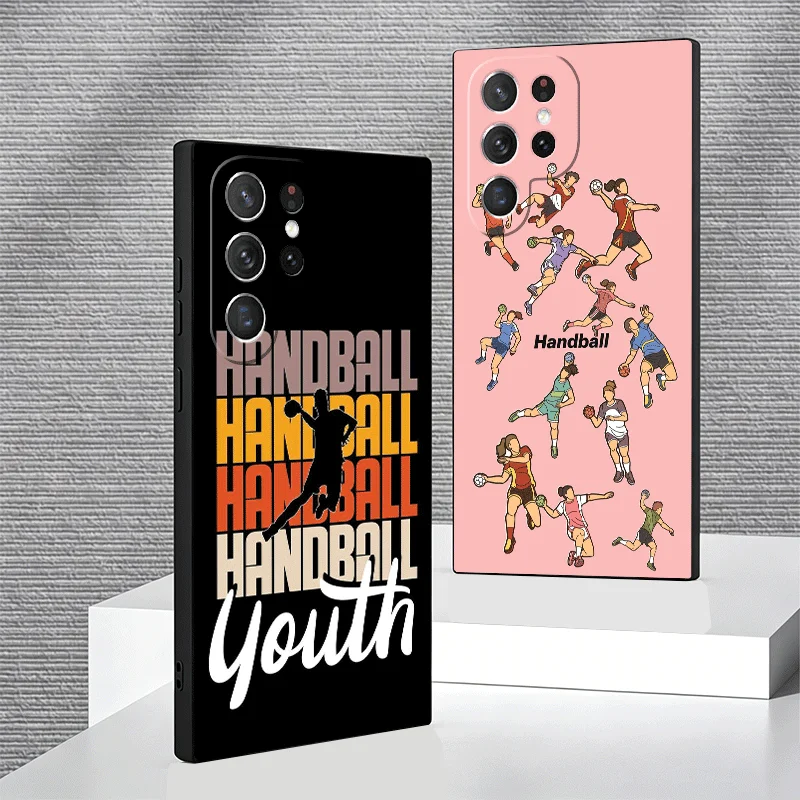Soft Phone Case For Samsung Galaxy S24 S25 S26 Ultra Handball Sport S23 S22 Plus S21 FE S20 + Edge Black Cover Shell