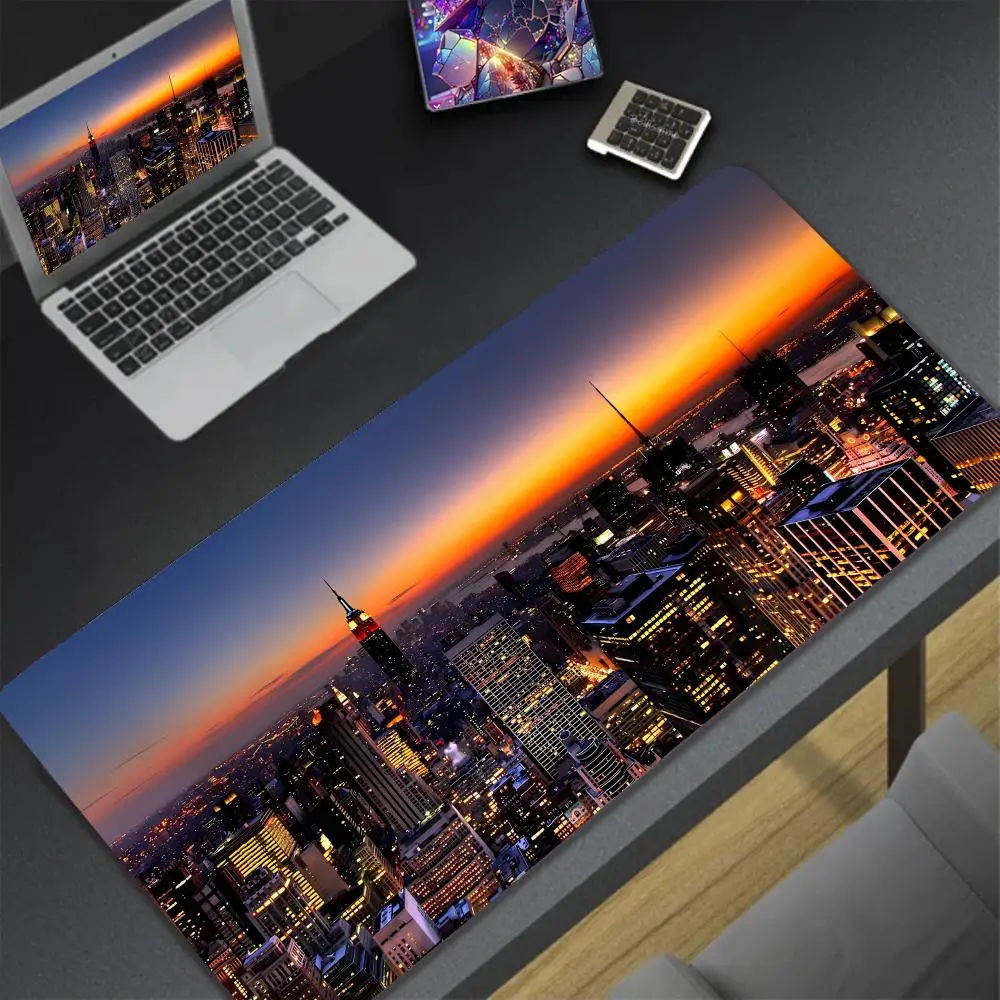 Cityscape New York computer High-end E-sports Non-Slip Mechanical Gamer Rubber Edge Holiday gifts 900x400 XXL locking Mousemat