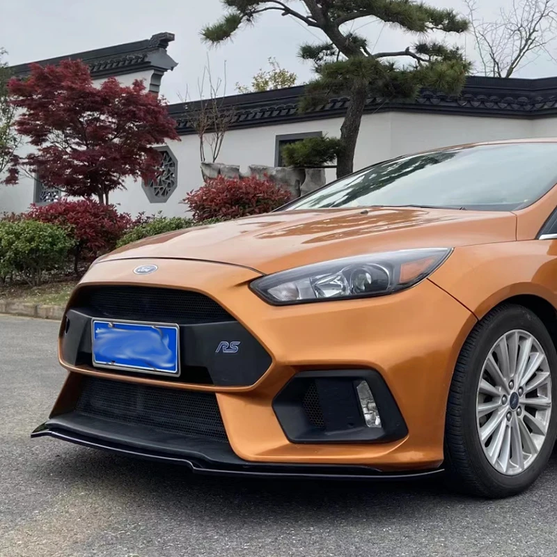 High Quality ABS Glossy Black Front Bumper Lip Spoiler Body Kit For Ford Focus RS ST 2015-2018 Modification Accessories