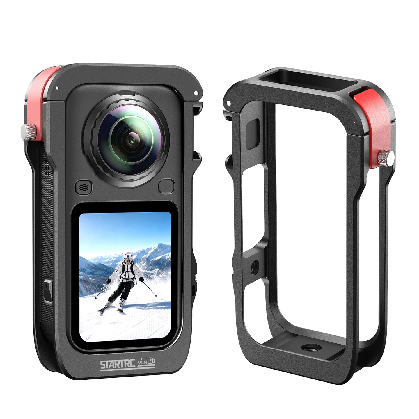 Aluminum Alloy Light Armor Expansion Cage for Insta360 X6 With Silicone Protective Sleeve 1/4