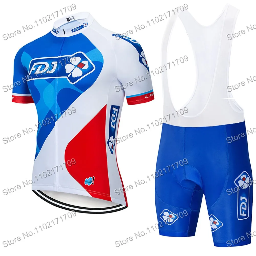 Retro Groupama FDJ Team Cycling Jersey Set Short Sleeve Cycling Clothing Summer Road Bike Shirt Suit MTB Maillot Ciclismo Hombre