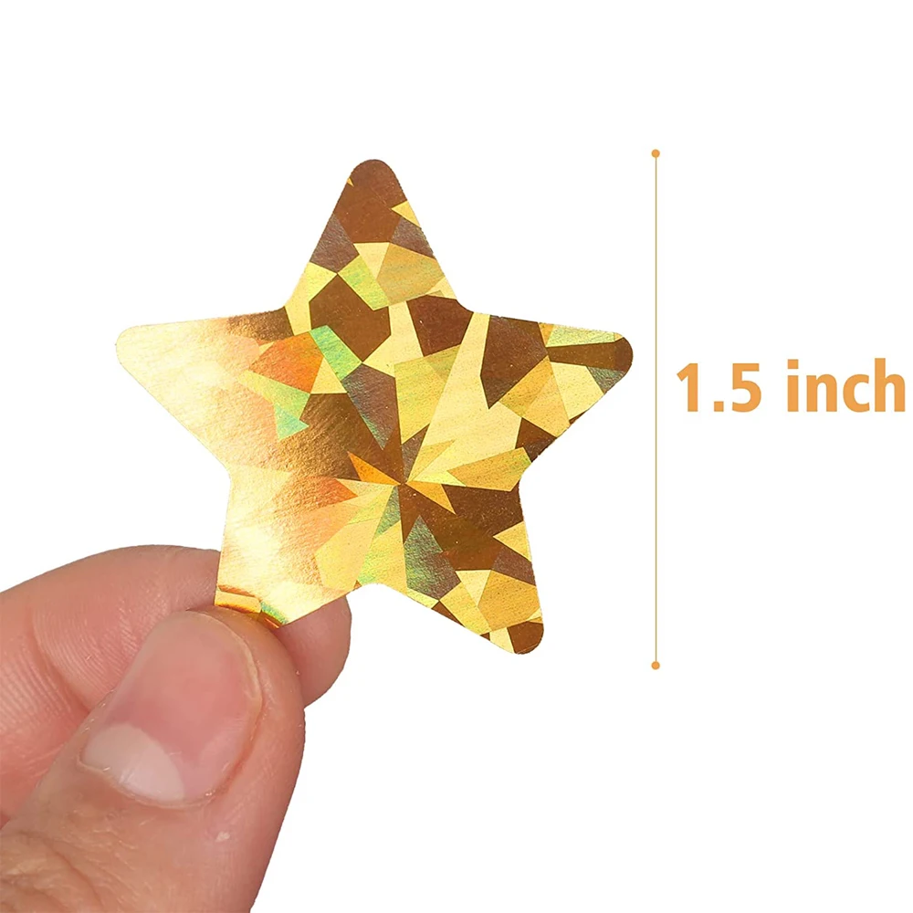 500Pcs/roll Holographic Gold Star Stickers for Kids Reward Foil Star Stickers Labels for Wall Crafts Classroom Teachers Supplies