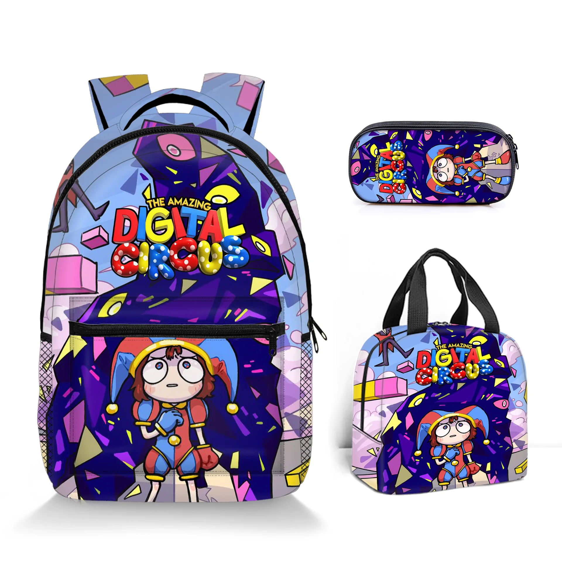 

Harajuku Novelty THE AMAZING DIGITAL CIRCUS 3D Printed 3pcs/Set School Bags Laptop Daypack Backpack Lunch bag Pencil Case