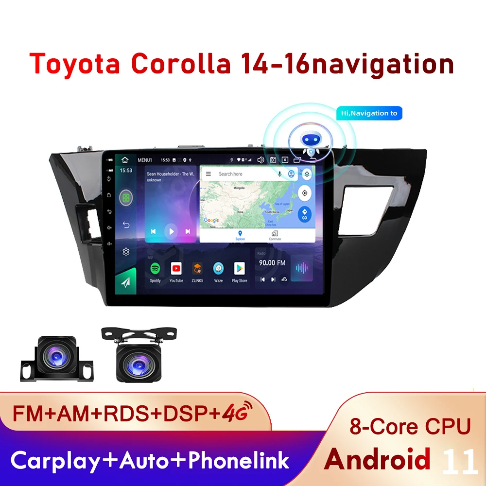 Android 11 Octa Core Car DVD GPS Navigation Player Deckless Car Stereo For Toyota Corolla 2014-2016 carplay Android auto radio