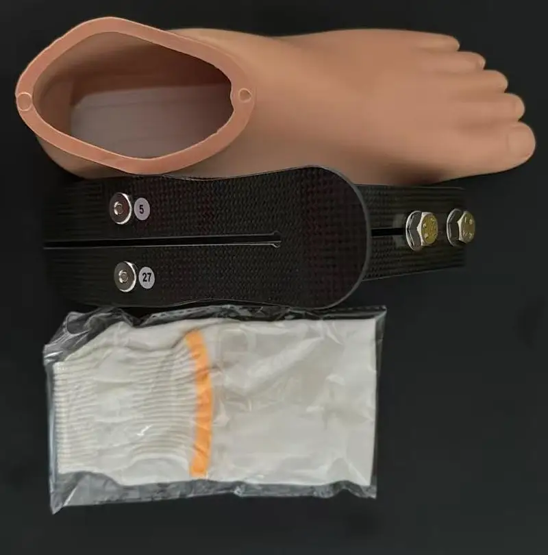 Carbon Fiber Footplate With High-Ankle Titanium Alloy Connector Customized For Body Weight. High-Performance Sports Footplate