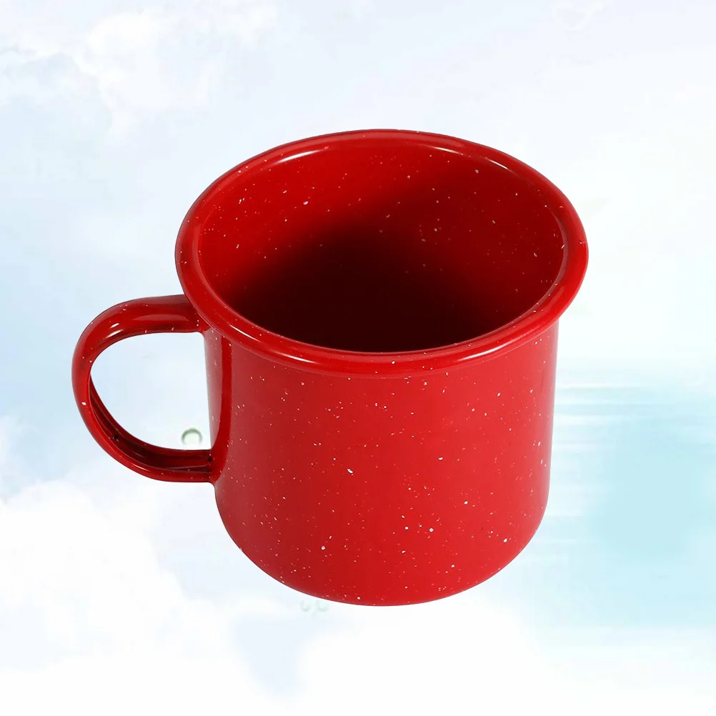 

Enamel Mug Red Curled Edge Starlight Design Coffee Tea Cup Heat Resistant Chipping Proof For Home Office Gift Kitchen Bar Use