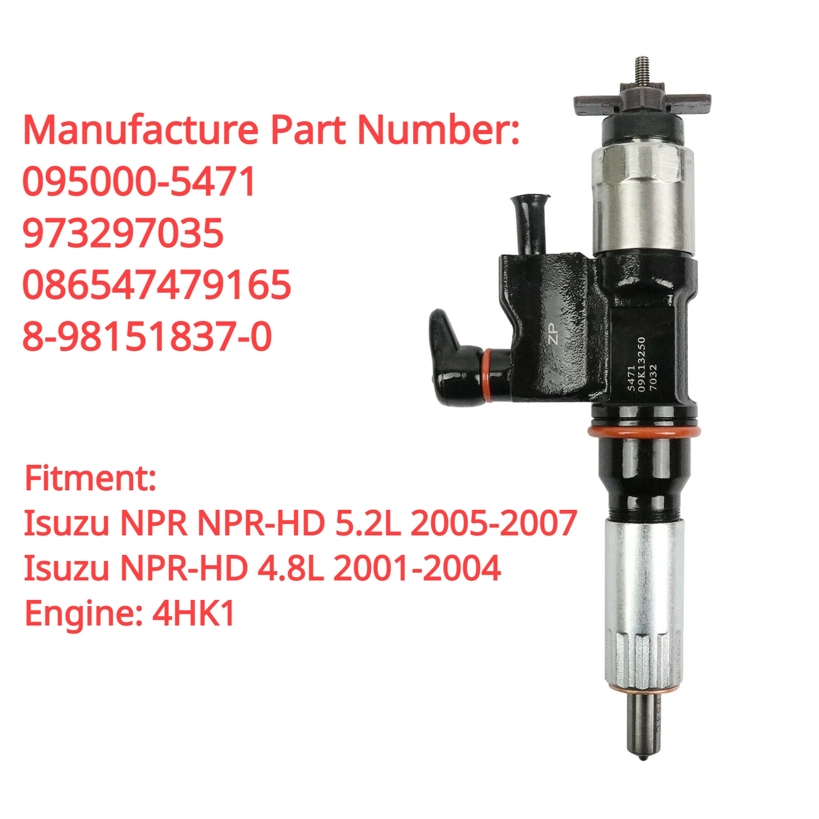 

095000-5471 973297035 New Diesel Fuel Injector For ISUZU NPR NPR-HD 5.2L 2005-2007 / ISUZU NPR-HD 4.8L 2001-2004