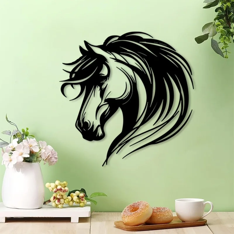 Vintage Horse Metal Wall Art, Durable Iron Equestrian Sculpture for Bedroom Living Room, Easy Clean Gift for Horse Lovers