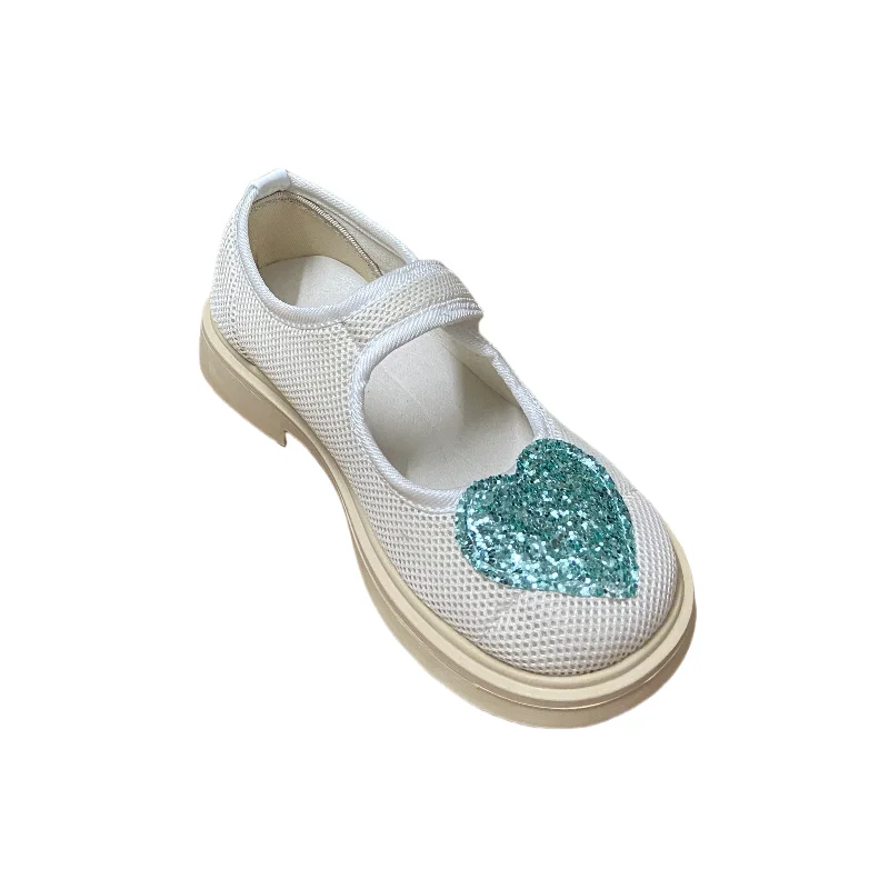 

Jinyu Girls' Love Shaped Mesh Breathable Girl Princess Shoes Campus Student Middle School Shoes Trend Outdoor Camping Travel