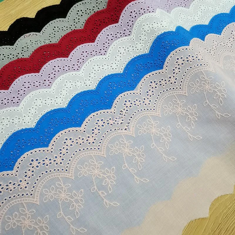 3Y-5Yard/Lot Breite 19CM 100% Baumwolle Tuch Gestickte Stoffe frauen Kleidung Kleid Diy Spitze Trim Hause textil Zubehör – Detail 7