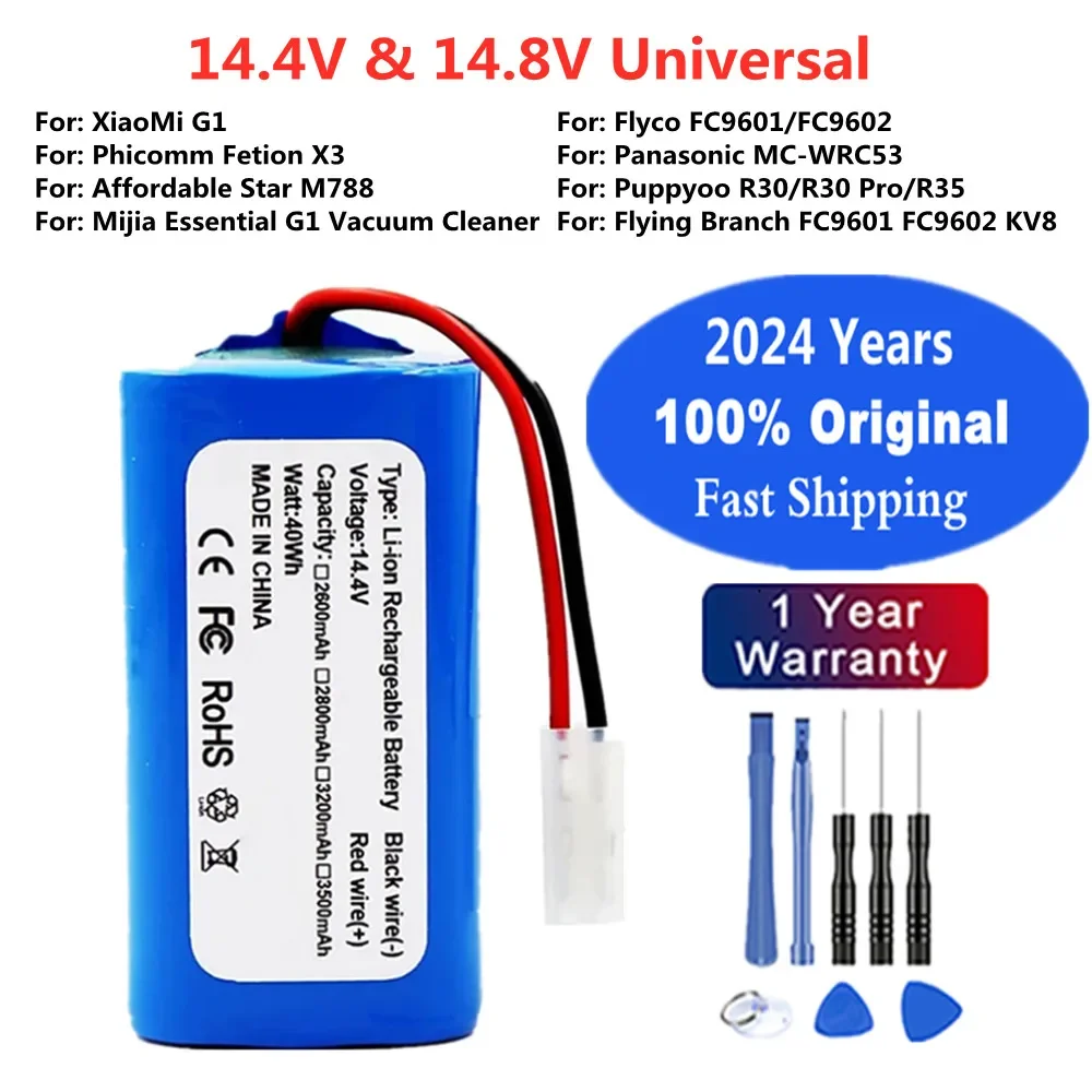 New 14.4V 3500mAh Original Battery For Xiaomi MI G1 Robot Vacuum-Mop Essential MJSTG1 Panasonic Vacuum Cleaner 18650 Battery